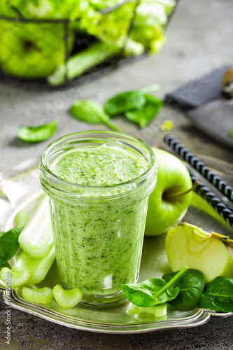 Smoothie of fresh green apple, celery and spinach