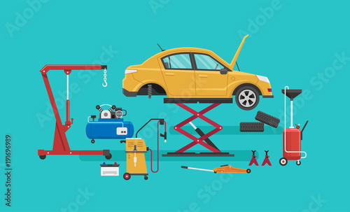 Auto Repair Shop. Vector illustration
