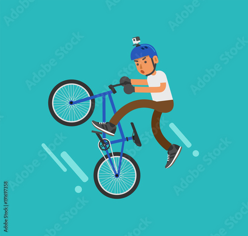 Man jumping on bmx bike. Vector illustration