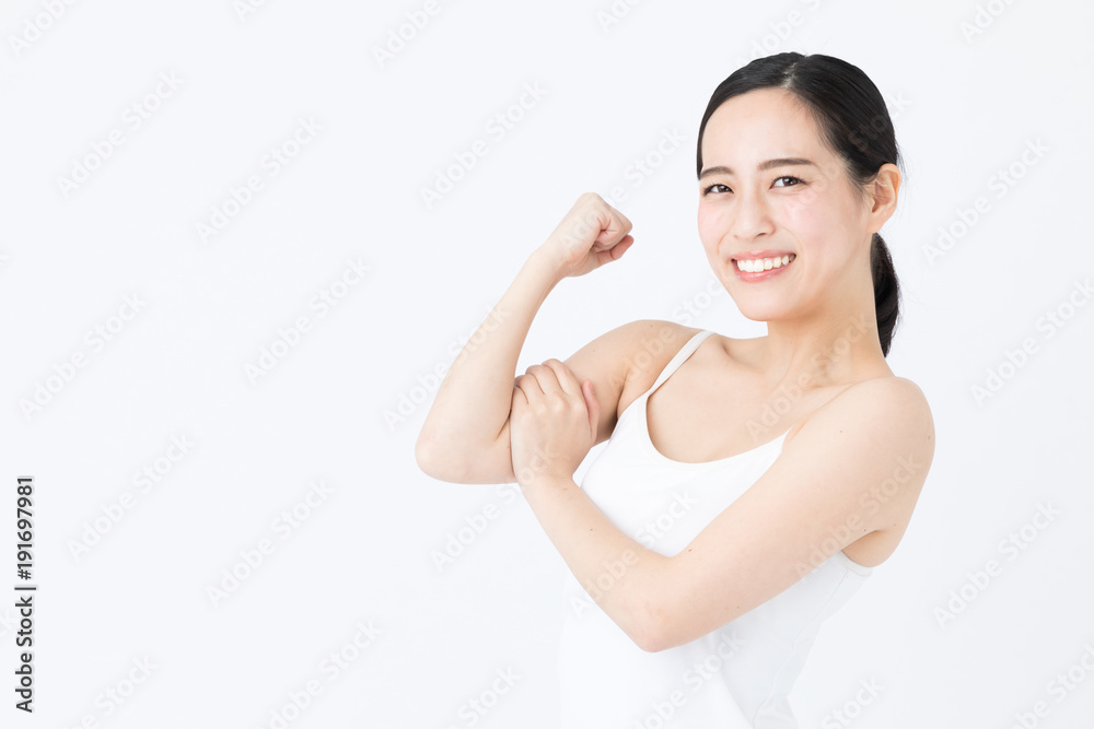健康的な女性 白バックイメージ 健康的な女性 白バックイメージ