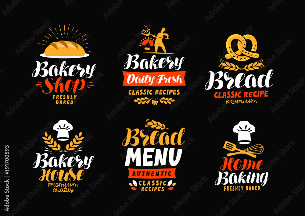 Bakery, bakehouse logo or label. Bread, home baking icon. Lettering vector illustration