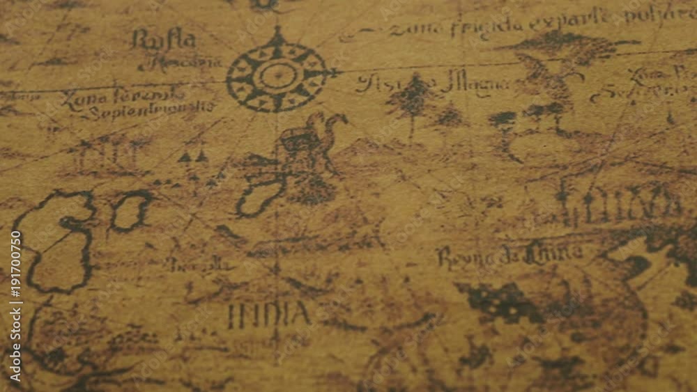 JAKARTA - Indonesia. February 08, 2018: Closeup of ancient world map of India, Middle eastern, and Africa
