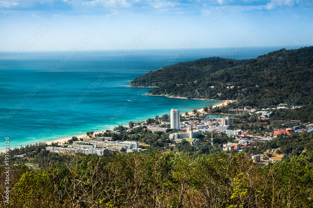 Panoramic view of the town of Patong on Phuket Thailand