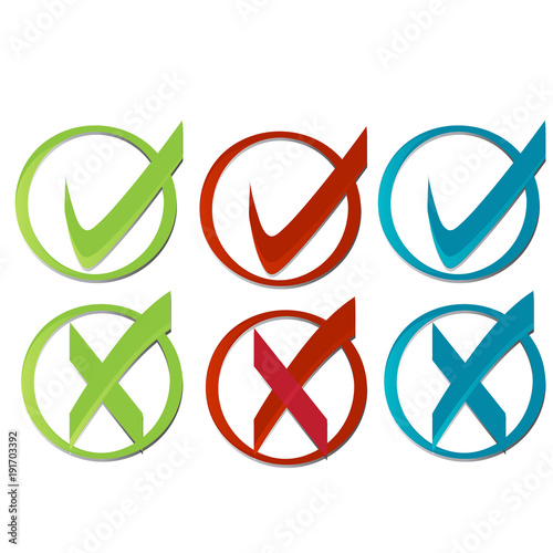 Check mark stickers set label icon logo design