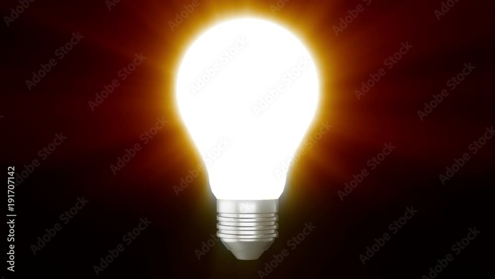 3d lightbulb on black background 
