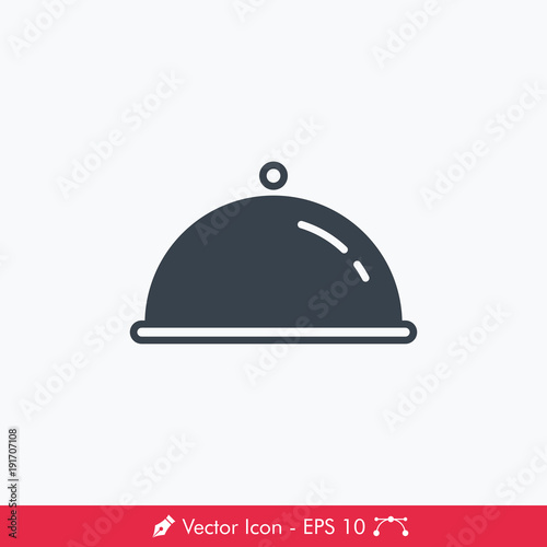 Food Cover Cloche Plate Icon / Vector