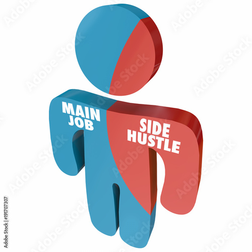 Obraz na plátne Side Hustle Vs Main Job Employee Entrepreneur 3d Illustration