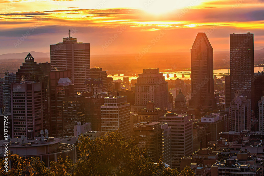 Montreal City beautiful sunset