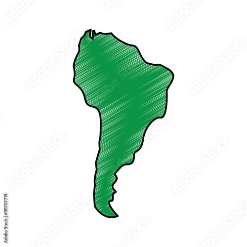 silhouette south america map continent geography vector illustration drawing green image