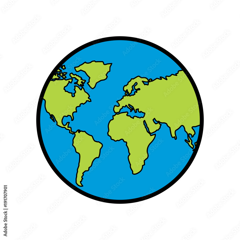 earth planet world globe map icon vector illustration