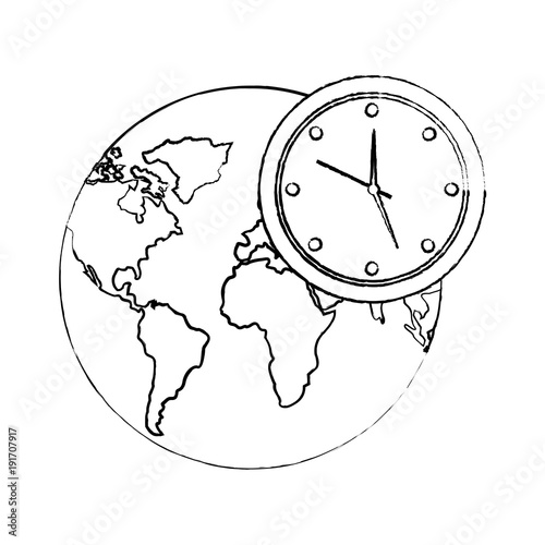 earth world clock time environment symbol vector illustration sketch image