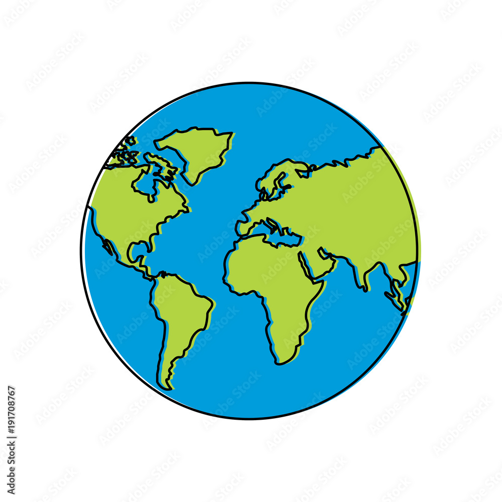 earth planet world globe map icon vector illustration