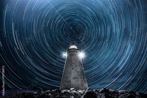 startrails, lighthouse with startrails