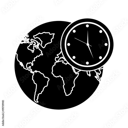 earth world clock time environment symbol vector illustration pictogram design