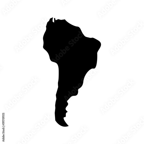 silhouette south america map continent geography vector illustration  pictogram design
