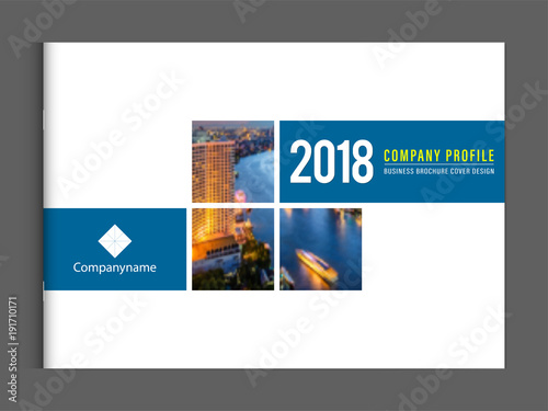 Business brochure cover design template corporate company profile or annual report catalog magazine flyer booklet leaflet. Cover page A4 landscape vector EPS-10 sample image with Gradient Mesh.
