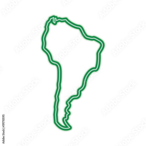 silhouette south america map continent geography vector illustration  green line design