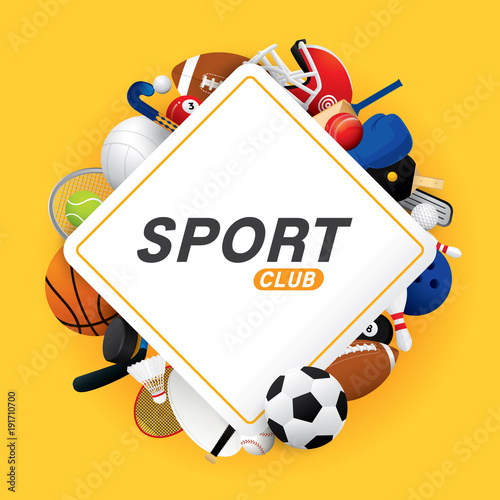 Vector sport ball and equipment  background.