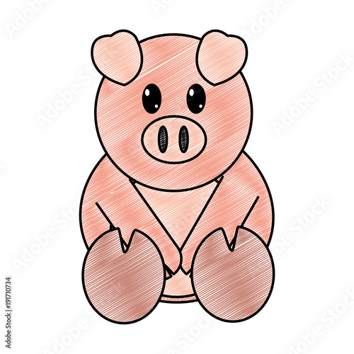 grated pig cute farm animal character