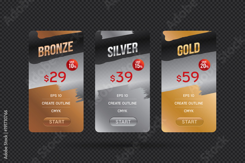 Vector of pricing table design template for website and application.
