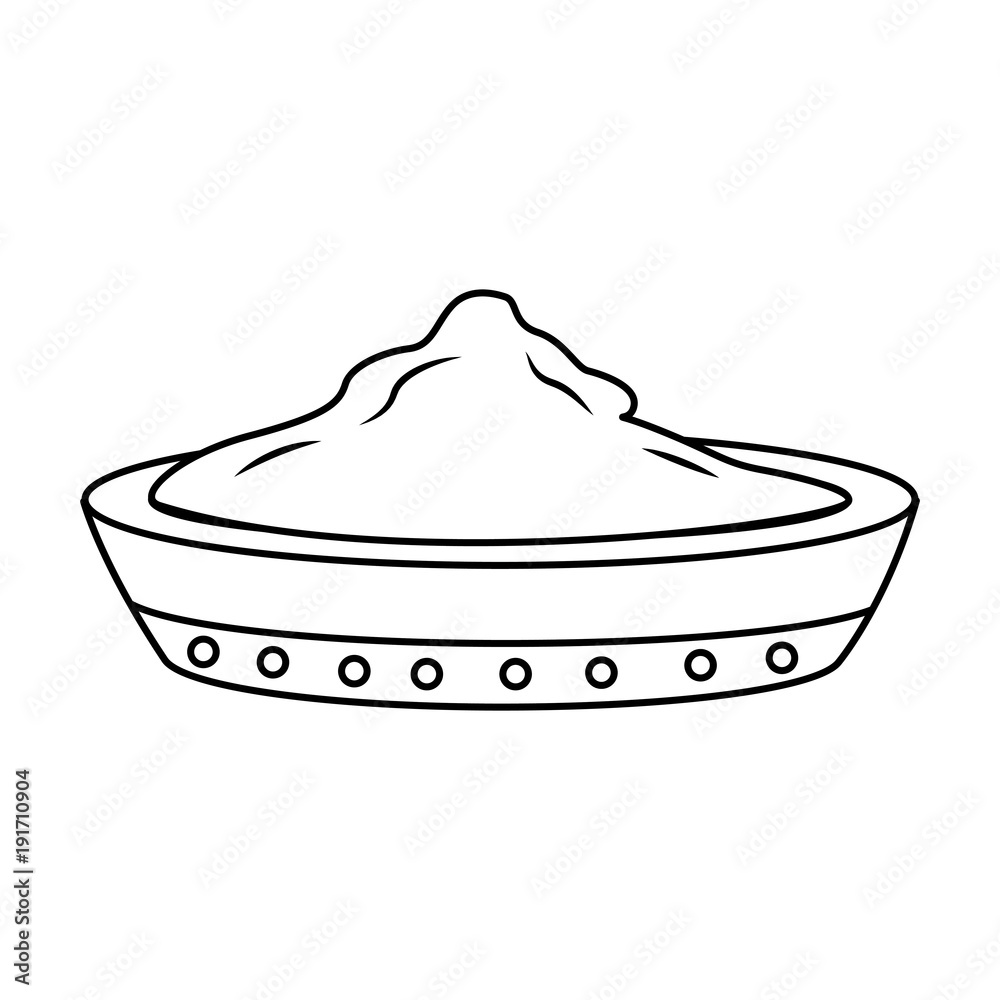 ceramic bowl spice ingredient cooking vector illustration outline design