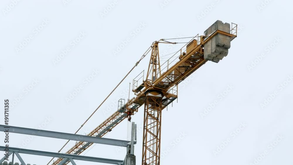 Construction crane working tower building 4k
