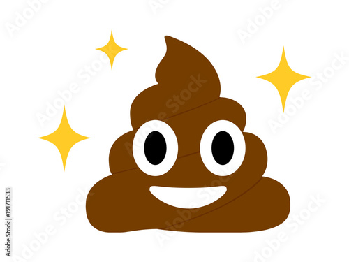 The isolated Brown dung with eye and mouth flat icon photo