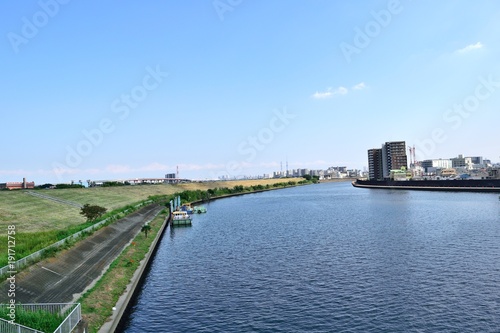 隅田川 荒川合流地点鹿浜橋方面