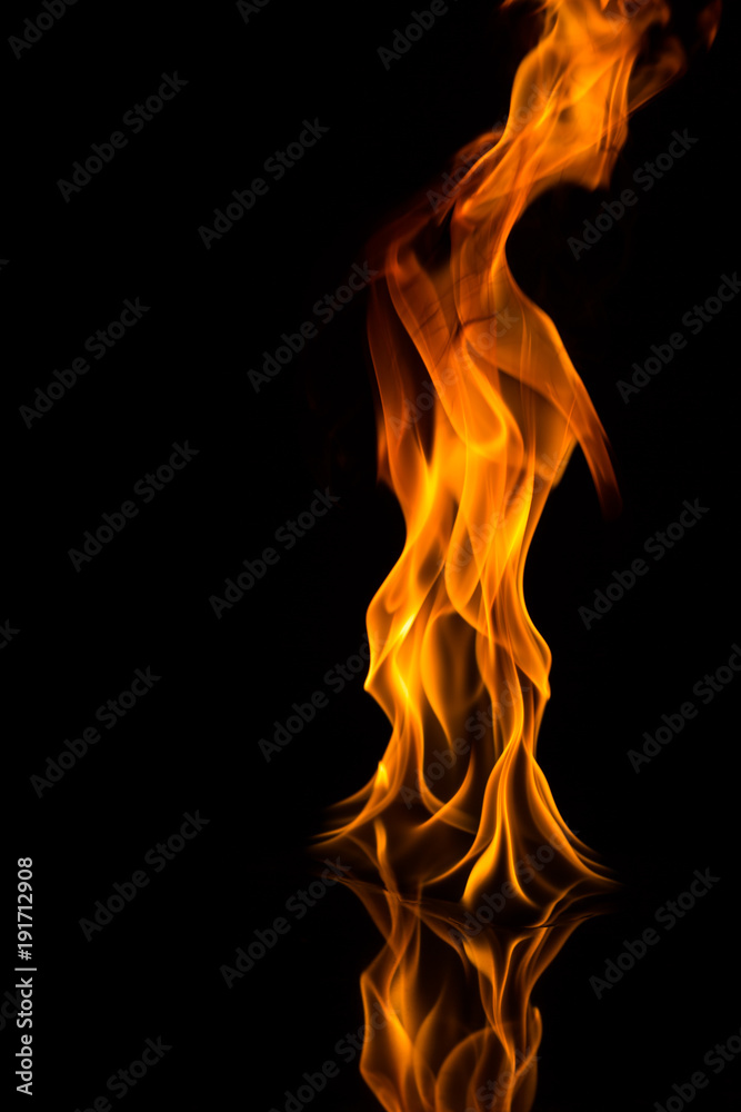 fire flames with reflection on black fire flames with reflection on black