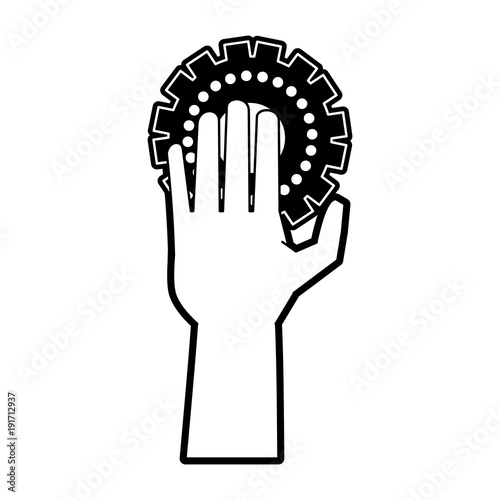 Hand with gear icon vector illustration graphic design