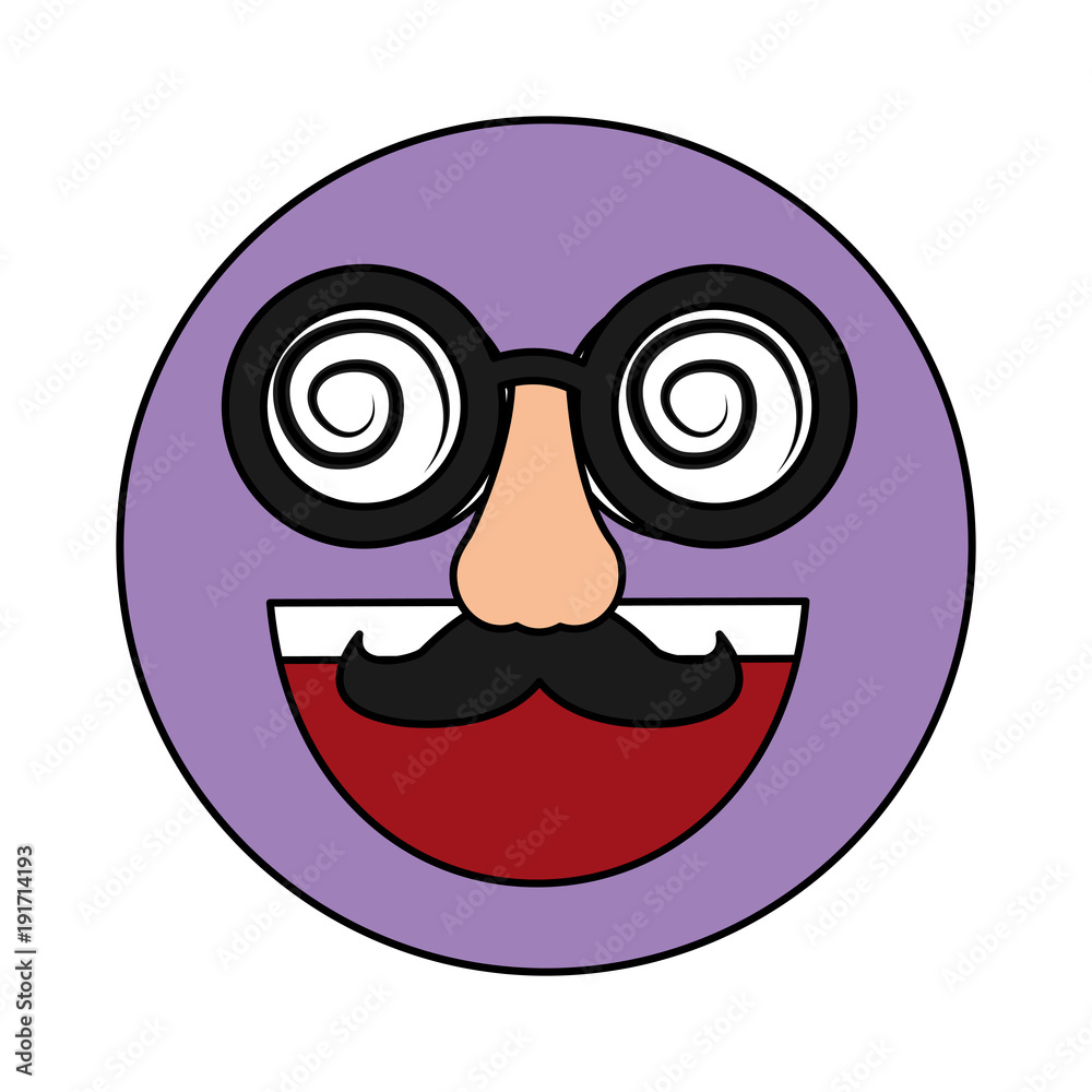 fake smile emoticon with mustache and silly glasses vector illustration fake smile emoticon with mustache and silly glasses vector illustration