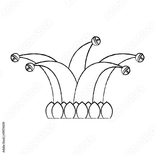 jester hat with bells clothes funny vector illustration sketch design