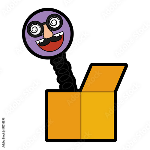 joke box emoticon with glasses mustache and nose prank vector illustration