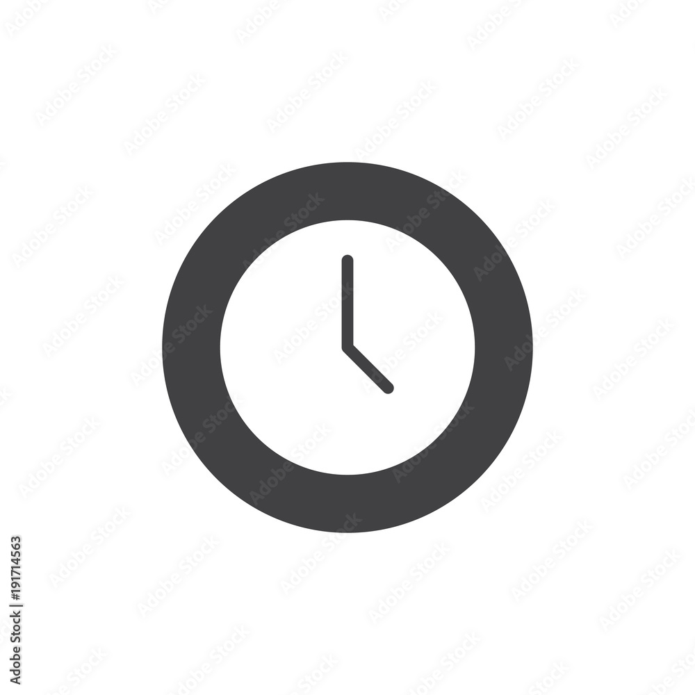 Office clock icon vector, filled flat sign, solid pictogram isolated on white. Watch, time symbol, logo illustration. Office clock icon vector, filled flat sign, solid pictogram isolated on white. Watch, time symbol, logo illustration.