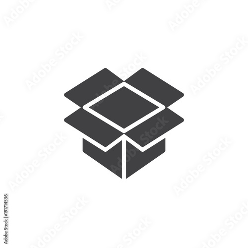 Open parcel box icon vector, filled flat sign, solid pictogram isolated on white. Packaging cardboard box symbol, logo illustration.