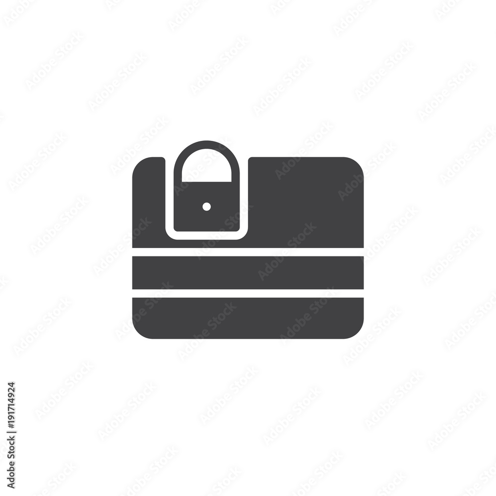 Credit card security icon vector, filled flat sign, solid pictogram isolated on white. Debit card with padlock symbol, logo illustration. Credit card security icon vector, filled flat sign, solid pictogram isolated on white. Debit card with padlock symbol, logo illustration.