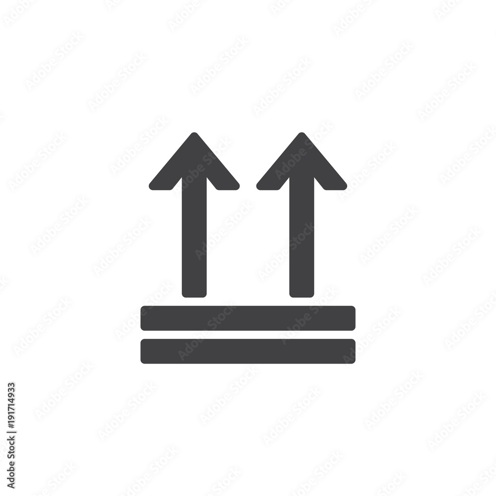 Keep up, package handling label icon vector, filled flat sign, solid  pictogram isolated on white. Arrows up symbol, logo illustration. Stock  Vector | Adobe Stock