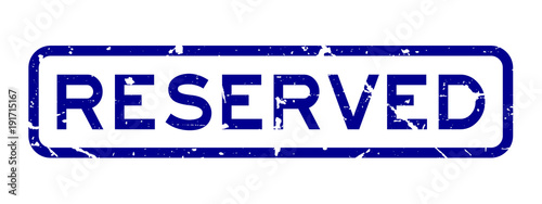 Grunge blue reserved wording square rubber seal stamp on white background