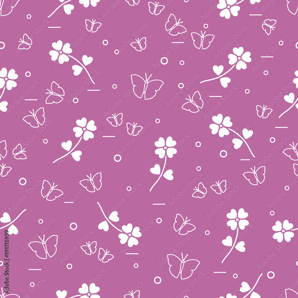Seamless pattern with shamrock and butterflies. Seamless pattern with shamrock and butterflies.