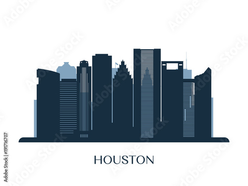 Houston skyline  monochrome silhouette. Vector illustration.