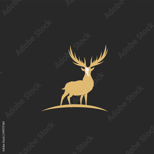 minimal logo of golden deer vector illustration. photo