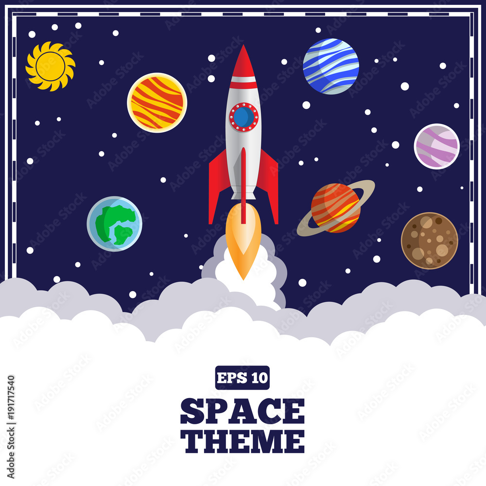 Launching a spacecraft. Vector illustration. Launching a spacecraft. Vector illustration.