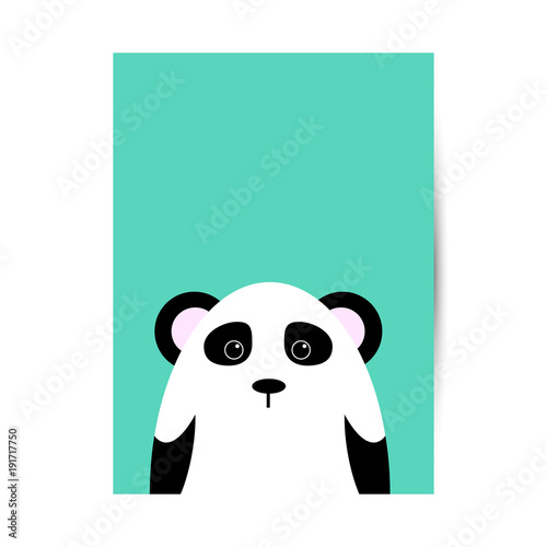 Fototapeta Naklejka Na Ścianę i Meble -  Cover for a book, notebook or diary with a picture of a cute panda on a turquoise background.