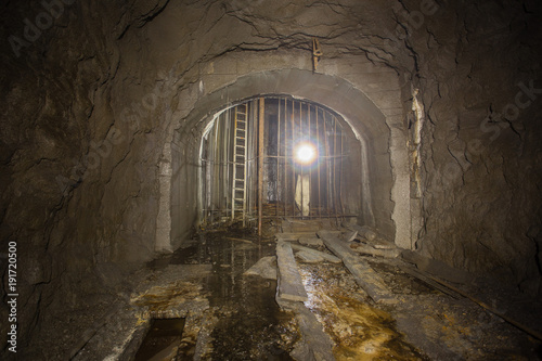 Underground abandoned gold ore mine shaft tunnel gallery