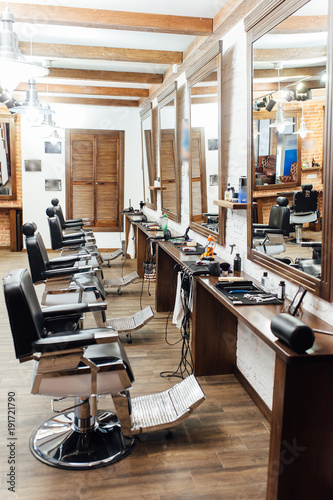 interior of a barber in a loft style