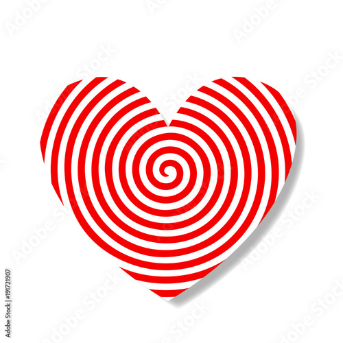 Big heart stamp with red and white target pattern