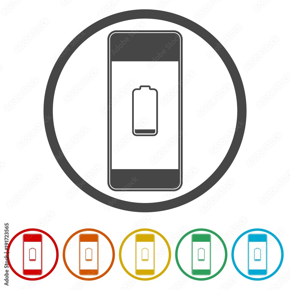 Phone with low battery, Mobile Phone - Low Battery, 6 Colors Included Phone with low battery, Mobile Phone - Low Battery, 6 Colors Included