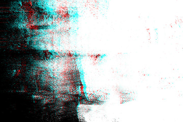 A moody abstract dark grunge texture background featuring a vibrant RGB glitch and photocopy-style double exposure, ideal for digital design.