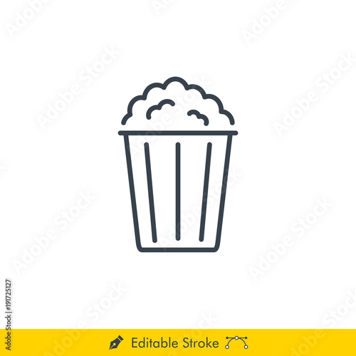 Popcorn Icon   Vector - In Line   Stroke Design