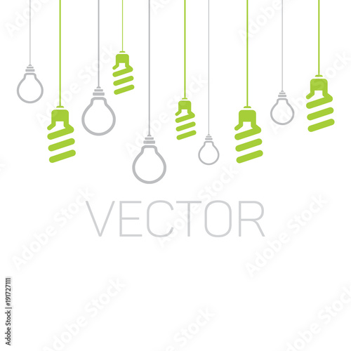Vector fluorescent and ordinary light bulbs.